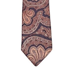 Men's Vintage Rockoff Silk Tie, Elizabeth New Jersey, Brown Paisley, 58"